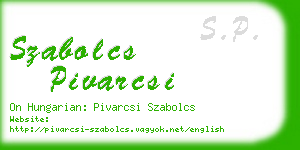 szabolcs pivarcsi business card